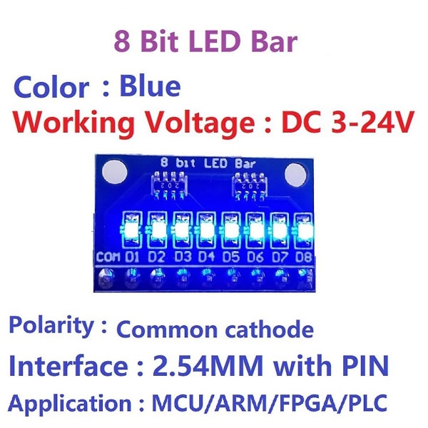 1st 3.3v 5v 8-bit Blå Gemensam Katod LED-Indikatormodul DIY-Kit för Nano 4 Nodemcu V3