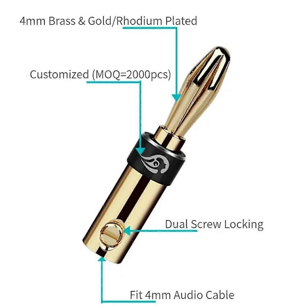 4 st Audio Banankontakt Audio Jack Bananer Högtalarterminal för 4mm Bindningsstolpe Dubbel Skruvlås