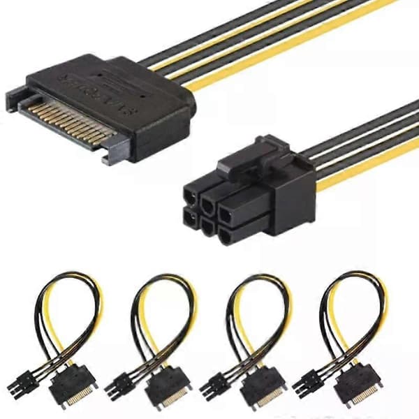 2023 NY 15 Pin SATA Strøm Til 6 Pin PCI Express Adapter Kabel Strømforsyningskabel 20CM Engros GPU Kort Strømadapter Kabel Stay A 3pcs