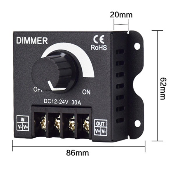 5st Dc 12v 24v Led Dimmer Switch 30a Spänningsregulator Justerbar Controller För Led Strip Light D