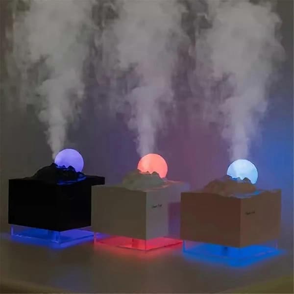 Aroma Diffuser Kjølig Tåke Luftfukter LED Månelampe Eterisk Olje Aroma Diffuser og Nattlys Svart