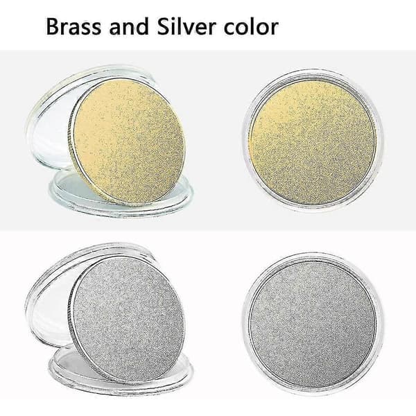 10 stk. blanke, graveringsmønter, 40 mm diameter med akrylbeskyttelsesboks (messing)