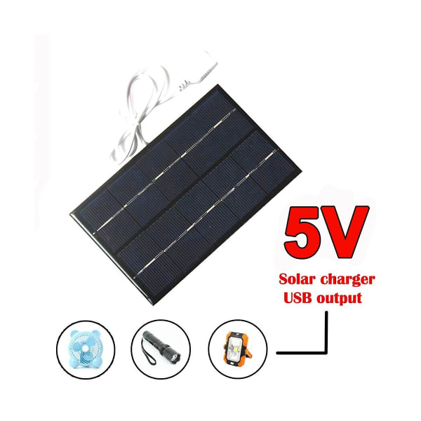 2w 5v solcellepanel usb batterilader utendørs bærbar for mobiltelefon kraftbank vanntett polys