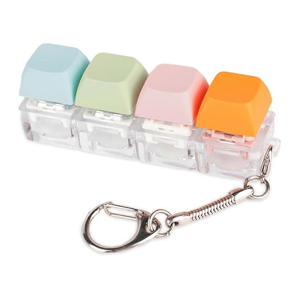 Keyboard Fidget Legetøj, Fidget Nøglering med 4 Farver Keyboard Clicker, Støjsvagt Fidget Legetøj til Bibliotek, Læsesal
