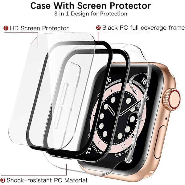 Kompatibel med Apple Watch Case 42mm, HD Høj Sensitivitet Hærdet Skærmbeskytter til iWatch Case 42mm Serie 3/2/1 Kvinder Mænd 4-pak Klar/Klar/Col