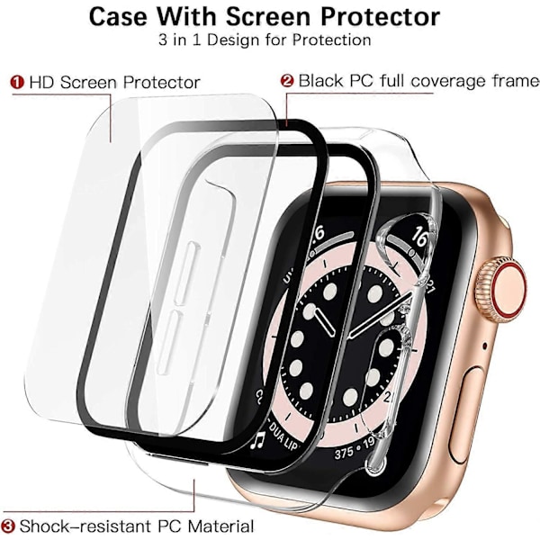 Yhteensopiva Apple Watch -kotelon 42 mm kanssa, HD-herkkä karkaistu näytönsuoja iWatch-kotelolle 42 mm Series 3/2/1 Naiset Miehet 4 kpl Kirkas/Kirkas/Väri