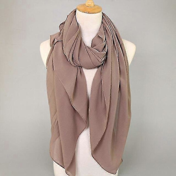 145*145cm Ensfarget Firkantet Boble Chiffon Instant Hijab Dame Solid Tykt Hodebånd Echarpe Foulard Femme Bufandas Muslim Sjaal 7