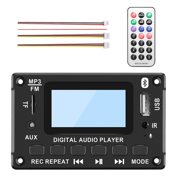 Bil Bluetooth Mp3-avkodarkort Lcd-skärm Mp3-ljudmodul Högtalarstöd FM-radio Aux USB -avkodning