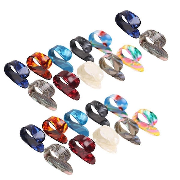Fingerpicks, Medium, Platta Tummpicks, Celluloid Gitarrfingerpicks (24 stycken Tummpicks)