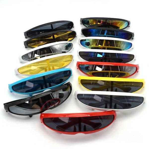 Hauska muovinen värillinen peilattu yksilinssinen visiiri aurinkolasit ratsastustuulenpitävät lasit muoti persoonallisuuslasit ratsastuslasit