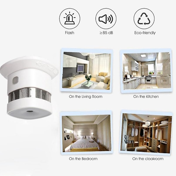 Zigbee Røgalarm Smart 2.4GHz Høj Følsomhed Sikkerhedspreventions Sensor til Smarthome