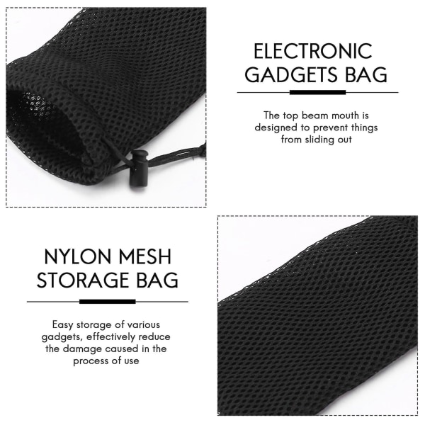 5-pak Nylon Mesh Trækpose - 3,5 x 7,3 tommer Multifunktionel Rejse & Udendørs