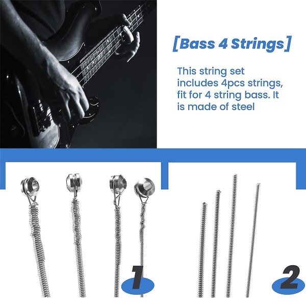 4 stk. rustfrit stål basstrenge basguitar dele tilbehør Guitar streng forsølvet gauge bas guitar musik tilbehør