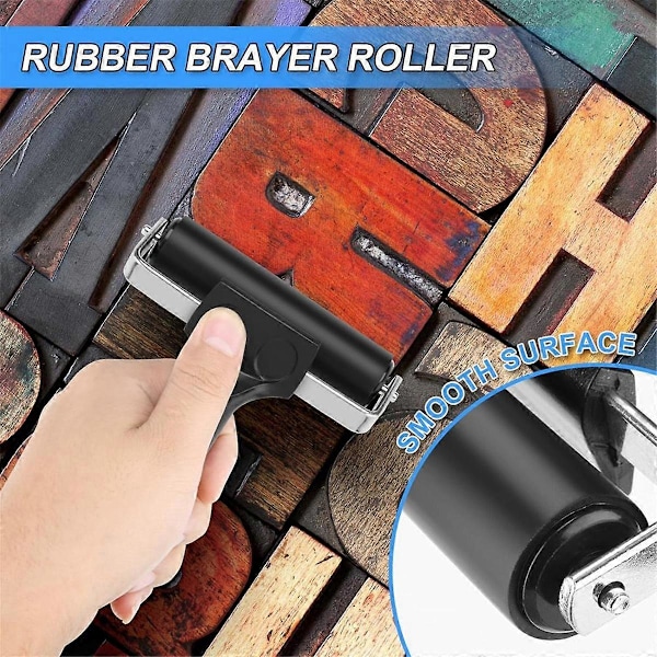 3 st Gummi Brayer Roller Stämplingsroller Limningsroller Verktyg för Tryckning, Limningsapplikation, 9,5 cm Bredd