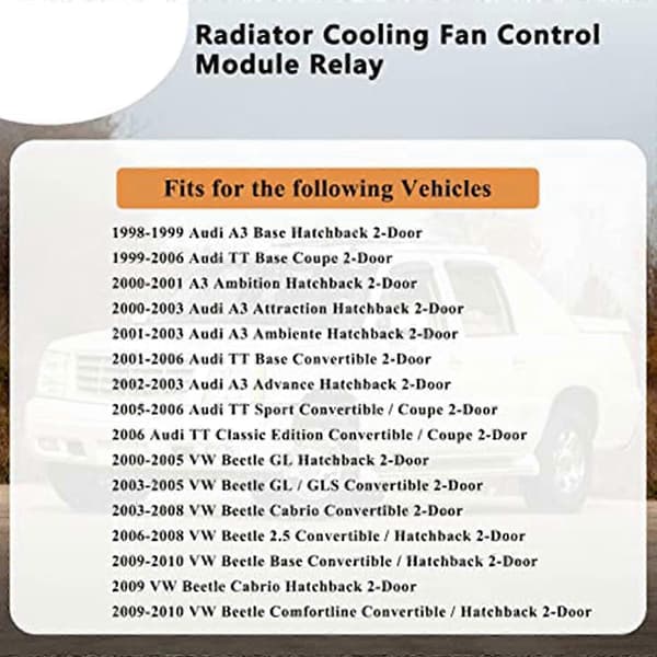 For Golf 1J0919506K 2000-2006 Radiator Kjølevifte Kontrollmodul Relé Plast
