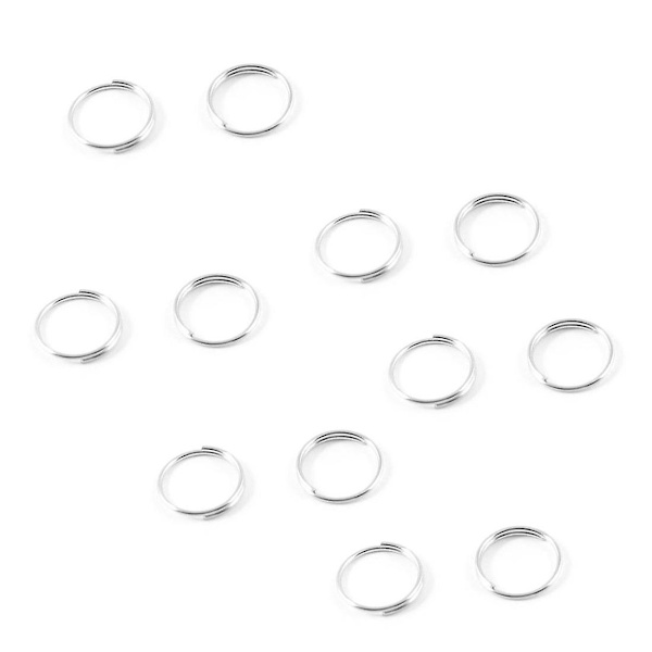 10mm Dia Sølvfarget Metall Split Loop Nøkkelringer Holdere Erstatning 80 Stk