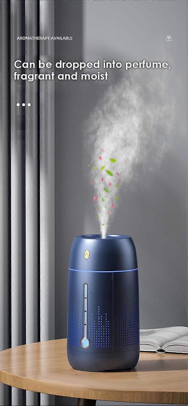 Luftfukter med stor kapasitet for hjemmet USB Ultralyd Diffuser Cool Mist Maker Stille Diffuser Maskin for hjemmekontor Blue