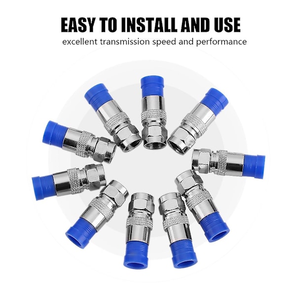 Vandtæt Forseglet RG6 Koaksial Kompressions Konnektor Adapter (10 stk)