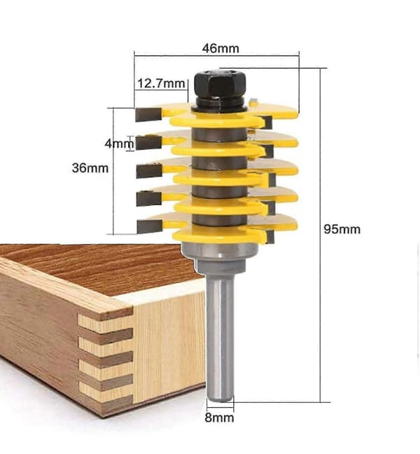 Justerbar Samling Finger Fræser Bit 8mm Skaft Professionelt Træbearbejdningsværktøj