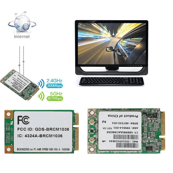 Bcm94322mc 300 Mbps Mini Pci-e Wireless-n Lan -kortti Hp 210 G1 820 G1:lle