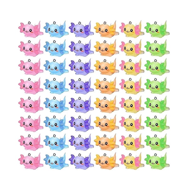 48 stk Dyre-sjarm Axolotl Harpiks-sjarm For Smykkeproduksjon Mini Harpiksdyr Harpiksfigurer Mini