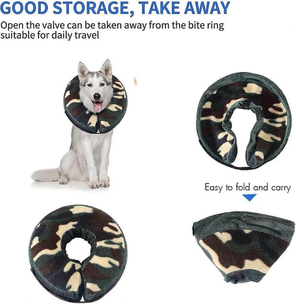 Blød krave til store, mellemstore og små hunde, til efter operation, med justerbart spænde, camouflage, s