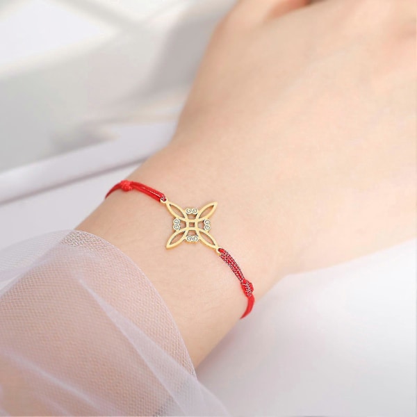 Halsband med häxknut i rostfritt stål för kvinnor och män, armband med jadesnöre, Wicca häxkonst amulett smyckesgåva
