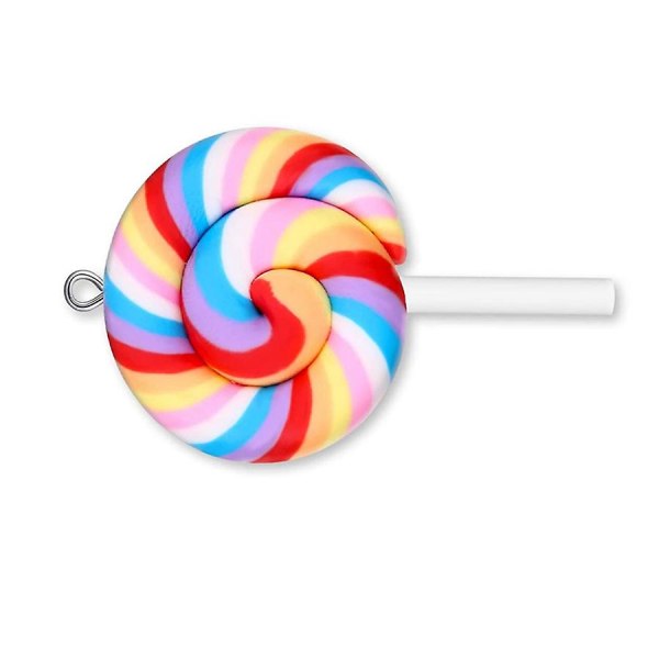 Färgglada Lollipop-Berlocker i Lera, Godis-Lollipop-Berlocker för DIY-Hantverk (30 stycken)