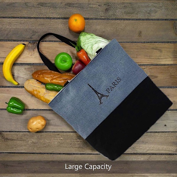 Miljøvenlige Store Rejsetasker til Kvinder til Shopping - Canvas Taske med Lynlås - Style2