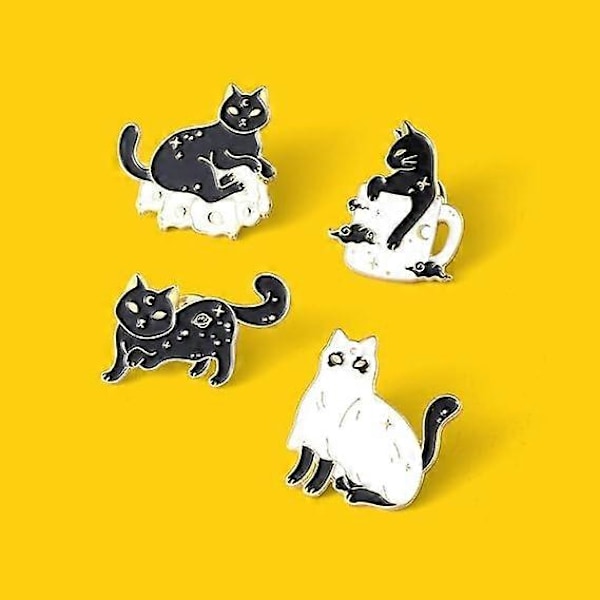 Tähti-sähköpinnit Haamu-kissan rintaneulat Lapel-merkki Laukku Punk Musta Koru Goottilainen Lahja Halloween-rintaneula Lapsille Ystäville