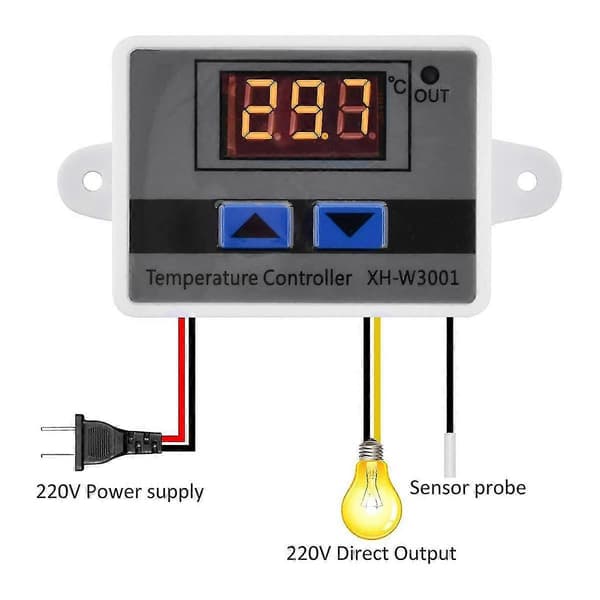XH-W3001 Digital Temperaturkontroller med Sensor AC110V-220V Termostatbryter