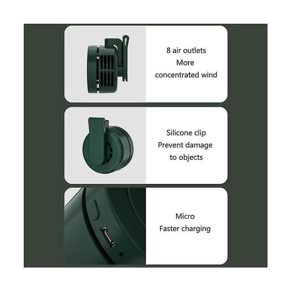 Hænge Bælte Mini Sommer Udendørs 3 Hastigheds Ventilator USB Genopladelig Ventilator Kølende Bladløs Ventilator Clip-on Køling