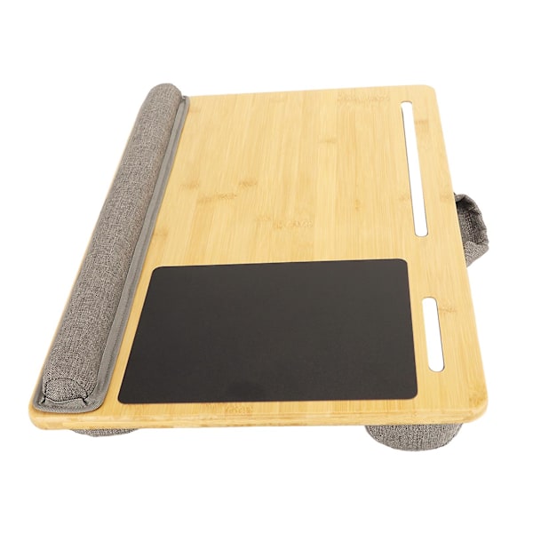 Laptopbord med indbygget slot, musemåtte, håndledsstøtte, passer til op til 18,5 tommer laptop, bambusplade, skødbord med pudepude