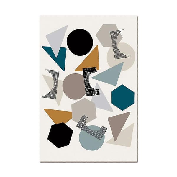 Wekity 3D Geometrisk Patchwork Väggkonst Canvas Print Poster, Enkel Abstrakt Konst Ritning Dekoration för Hem Vardagsrum Sovrum Kontor och Barnrum