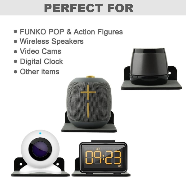 2pack vegghylle høyttalerstativ, akryl veggmontert skjermhylle for Bluetooth-høyttaler, webkamera, cel