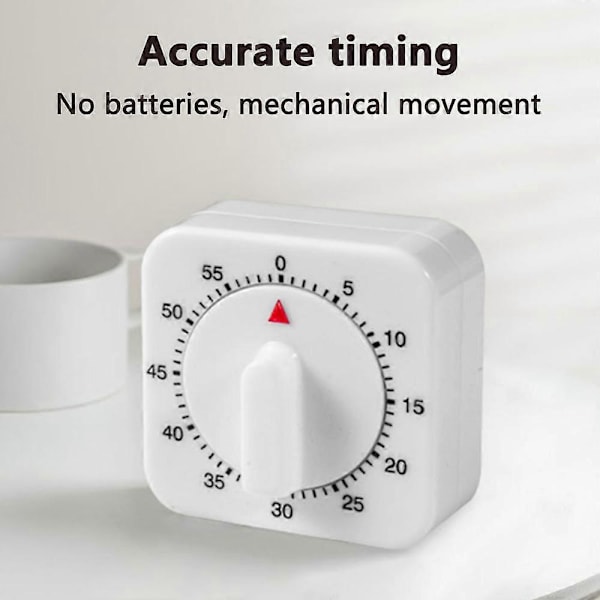 60 Minutters Kjøkkentimer 1 Times Visuell Kjøkkenklokke Timer Mini Nedtellingstimer Høy Lyd mekanisk timer