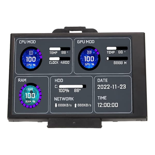 Computer Temp Monitor 3,5 tommer IPS Dual USB C Tema Editor Tilpasselig Layout PC CPU Data Monitor til Desktop Kabinet
