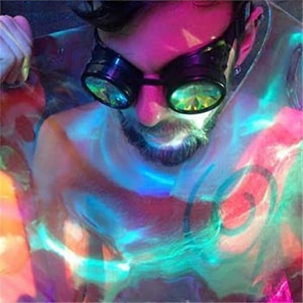 Kalejdoskop Steampunk Rave Briller med Regnbue Krystal Glaslinse