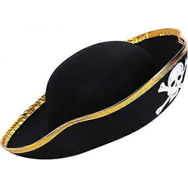 Pirathat Halloween Skalleprint Piratkaptajns Kostume Kasket Fancy Dress Kostume Bukaneer Hat
