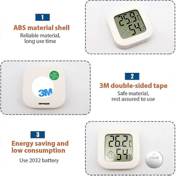 3 Delar Mini Digital Inomhus Termometer Hygrometer Luftfuktighet Temperatur LCD-skärm Bluetooth Sensor Trådlös Termometer