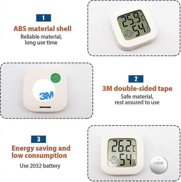 3 stk. Mini Digitalt Innendørs Termometer Hygrometer Fuktighet Temperatur LCD-Skjerm Bluetooth Sensor Trådløst Termometer