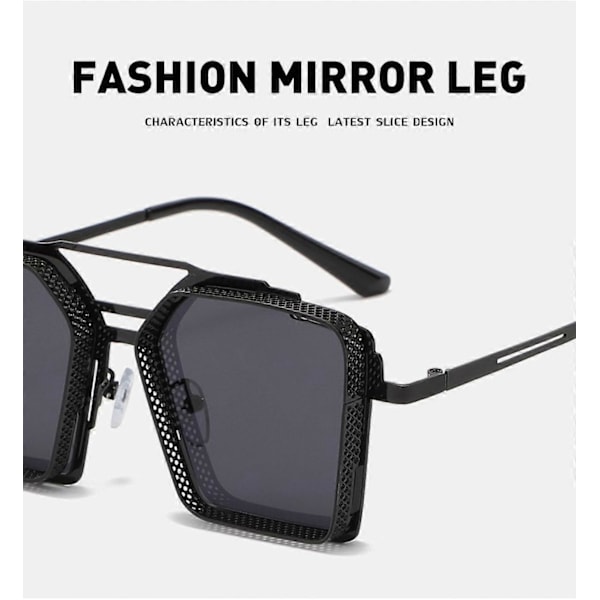 Firkantede Oversized Solbriller til Kvinder Mænd Flad Top Mode Shades