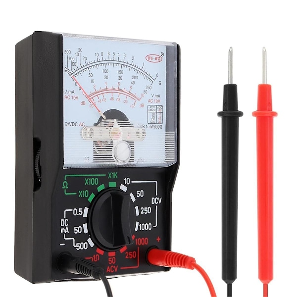 Multimeter, AC/DC Volt 1000V Voltmeter Amp Volt Ohm Spændingstester Meter med Testledninger og Batteri Inkluderet