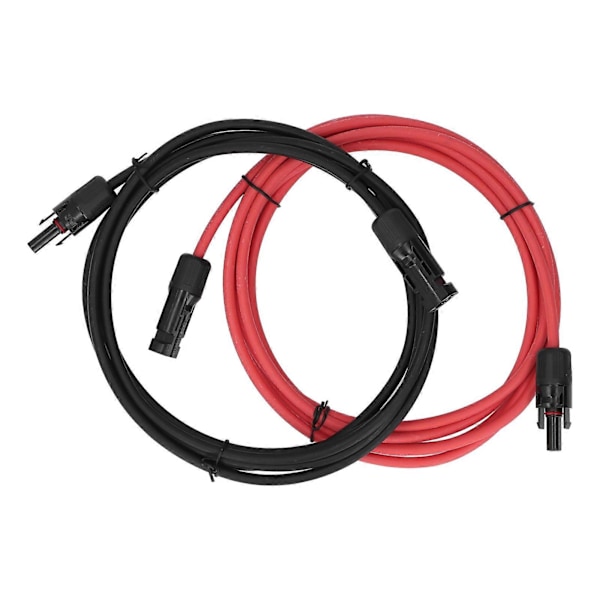 2 kpl aurinkosähkökaapelia, 10AWG, aurinkokaapeli naaras- ja urosliittimellä ulkokäyttöön, punainen ja musta, 6 m