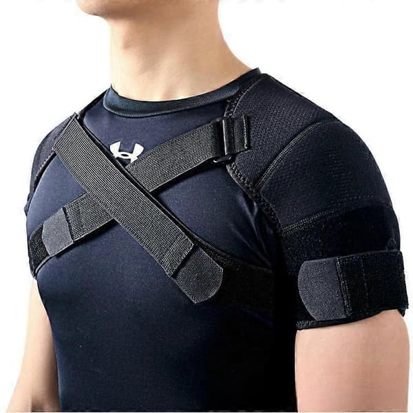 Sort Dobbelt Skulderbandage Rotator Cuff Arm Smertelindring Varm Terapi Til Mænd Og Kvinder Fleksibel