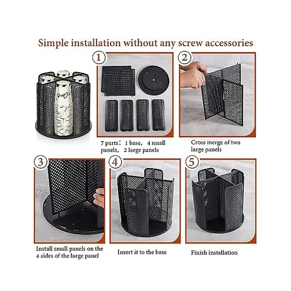 Kaffe Kop Dispenser 360 Grader Roterbar Papir Kop Og Låg Holder Plast 4 Rum Kop Låg Organizer Til Køkken B