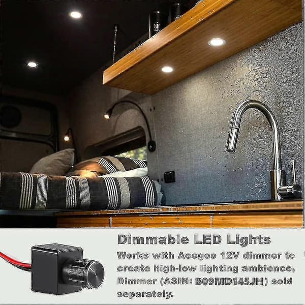 4 X 12v LED Indbyggede Loftslamper 3w Dæmpbare Downlights Til Autocamper Båd Gave