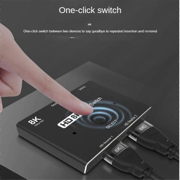 8K Switcher .1 Konverter 2 inn 1 ut Splitter Støtte Strømstyring Multifunksjonell Bærbar Distributør