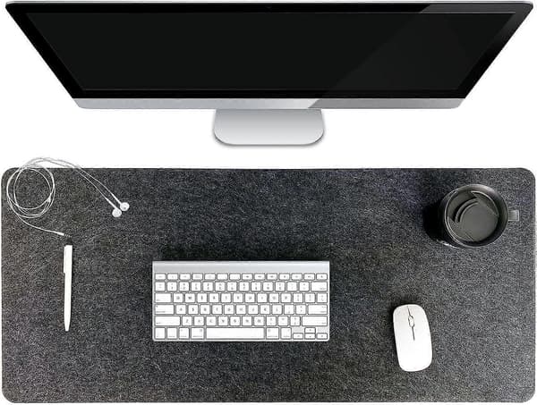 Skrivebordsmatte, 90x40CM Stor Filtskrivebordsunderlag, Ekstra Stor Musematte