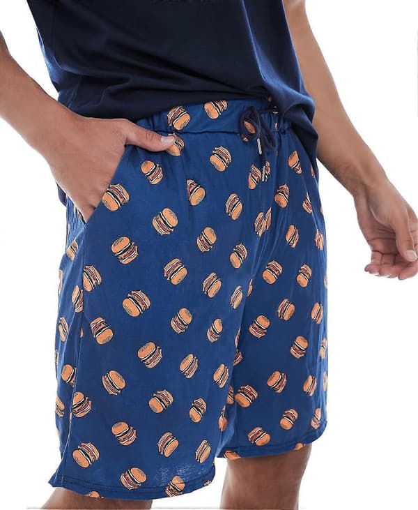 Herr Pyjamasset Kortärmad. Herr Pyjamas Shorts Set. Herr Sovkläder Pyjamasset